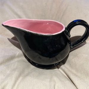 McCoy Creamer Pink Black Mid Century USA Ceramic Footed Pitch